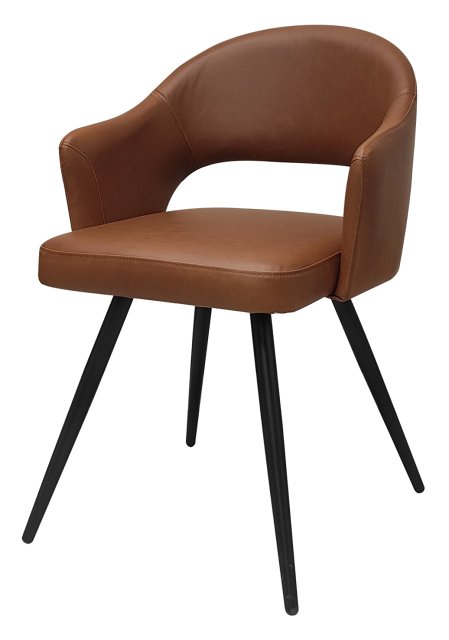 Gallery Collection Sterling - Tan Faux Leather Dining Chair with Black Legs (Pair)