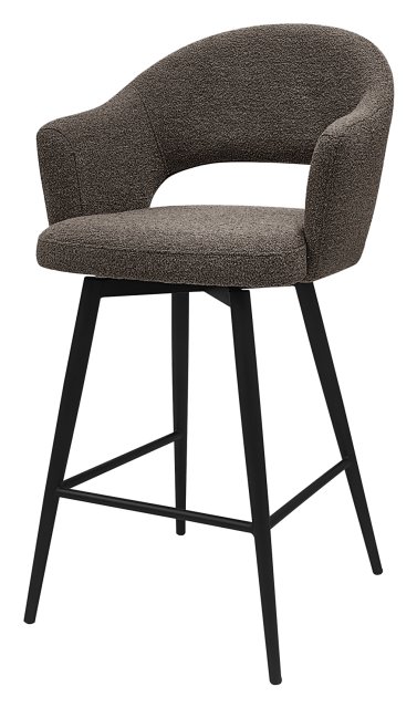 Gallery Collection Sterling - Brown Boucle Fabric Swivel Bar Stool with Black Legs (Single)