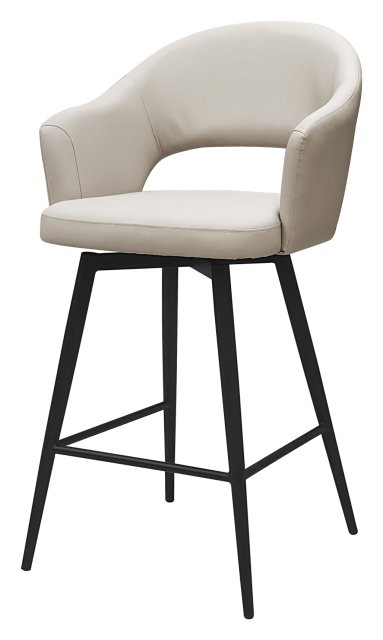 Gallery Collection Sterling - Ivory Faux Leather Swivel Bar Stool with Black Legs (Single)