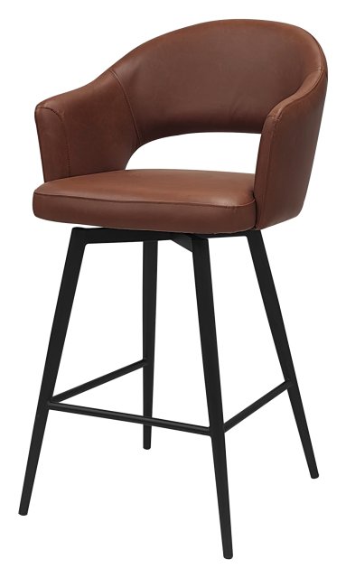 Gallery Collection Sterling - Tan Faux Leather Swivel Bar Stool with Black Legs (Single)