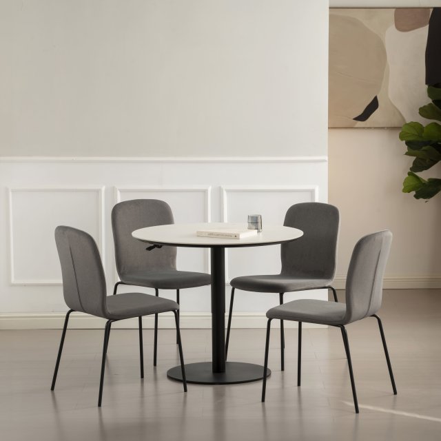 Gallery Collection Modus - Matt White Sintered Stone Gas Lift Adjustable Coffee/Bistro Table