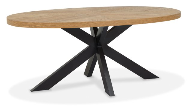 Signature Collection Ellipse Rustic Oak Small 6 Seater Dining Table with Metal Legs