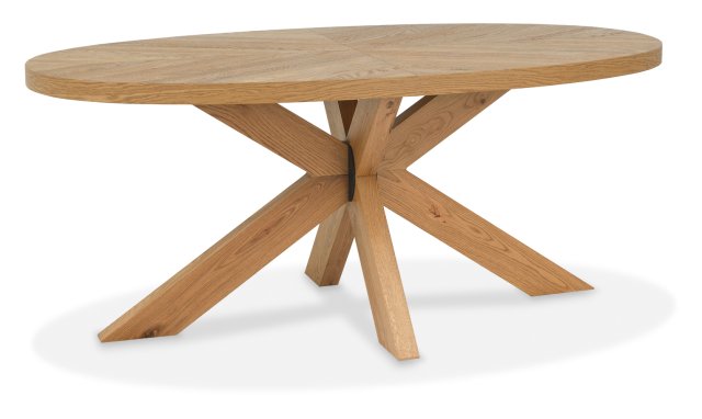Signature Collection Ellipse Rustic Oak Small 6 Seater Dining Table with Wooden Legs