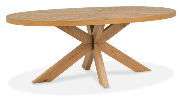 Signature Collection Ellipse Rustic Oak 6 Seater Dining Table with Wooden Legs