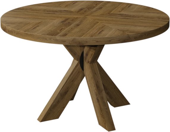 Signature Collection Ellipse Rustic Oak 4 Seater Circular Dining Table with Wooden Legs
