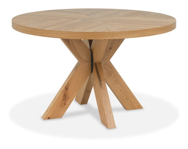 Signature Collection Ellipse Rustic Oak 4 Seater Circular Dining Table with Wooden Legs