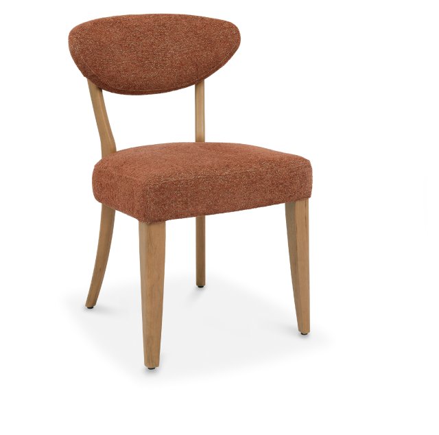 Signature Collection Ellipse Rustic Oak Upholstered Dining Chair - Auburn Fabric (Pair)