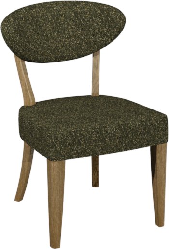 Signature Collection Ellipse Rustic Oak Upholstered Dining Chair - Green Fabric (Pair)