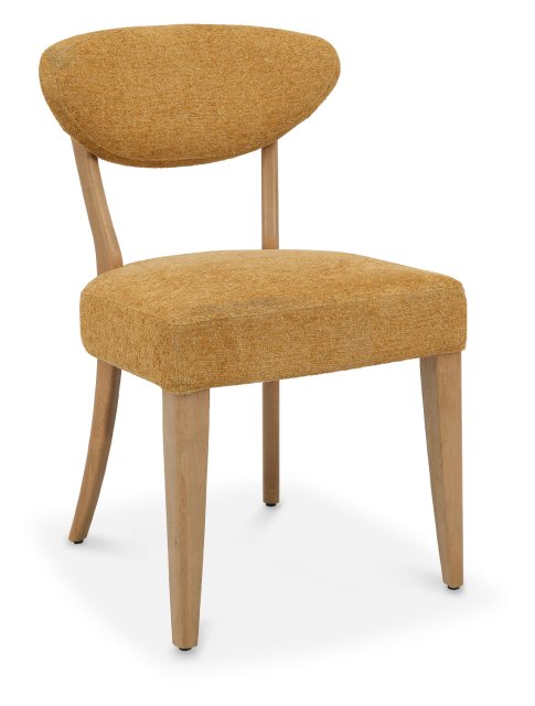 Signature Collection Ellipse Rustic Oak Upholstered Dining Chair - Mustard Fabric (Pair)