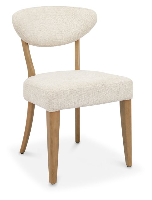 Signature Collection Ellipse Rustic Oak Upholstered Dining Chair - Oatmeal Fabric (Pair)