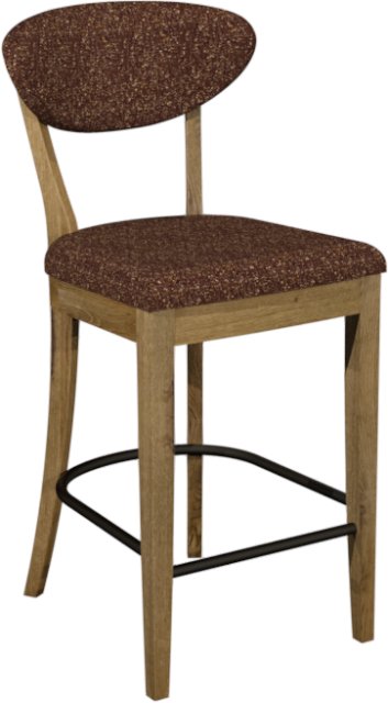 Signature Collection Ellipse Rustic Oak Upholstered Bar Stool - Auburn Fabric (Pair)