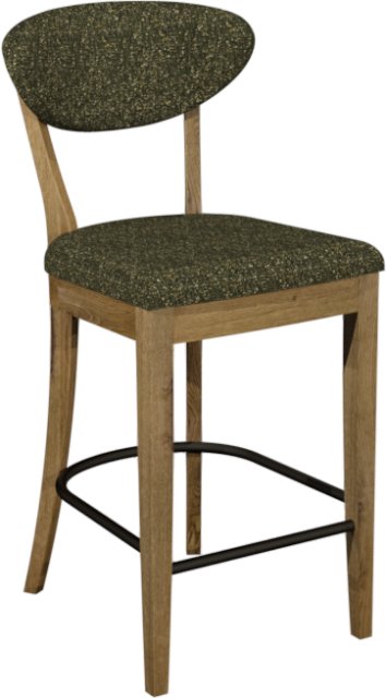 Signature Collection Ellipse Rustic Oak Upholstered Bar Stool - Green Fabric (Pair)