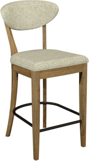 Signature Collection Ellipse Rustic Oak Upholstered Bar Stool - Oatmeal Fabric (Pair)