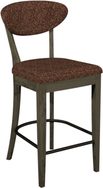 Signature Collection Ellipse Fumed Oak Upholstered Bar Stool - Auburn Fabric (Pair)