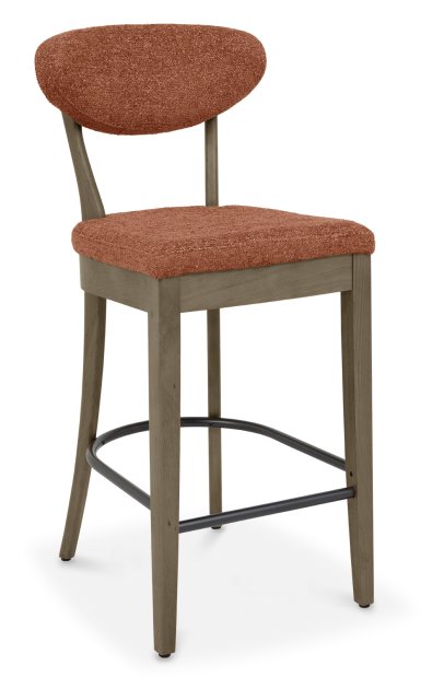 Signature Collection Ellipse Fumed Oak Upholstered Bar Stool - Auburn Fabric (Pair)