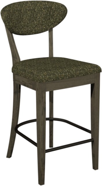 Signature Collection Ellipse Fumed Oak Upholstered Bar Stool - Green Fabric (Pair)