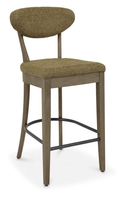 Signature Collection Ellipse Fumed Oak Upholstered Bar Stool - Green Fabric (Pair)