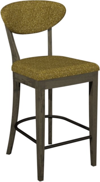 Signature Collection Ellipse Fumed Oak Upholstered Bar Stool - Mustard Fabric (Pair)