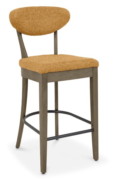 Signature Collection Ellipse Fumed Oak Upholstered Bar Stool - Mustard Fabric (Pair)