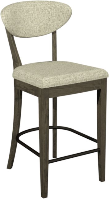 Signature Collection Ellipse Fumed Oak Upholstered Bar Stool - Oatmeal Fabric (Pair)