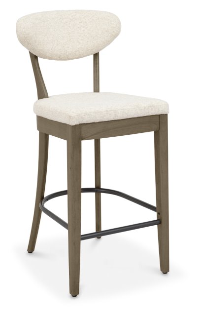 Signature Collection Ellipse Fumed Oak Upholstered Bar Stool - Oatmeal Fabric (Pair)