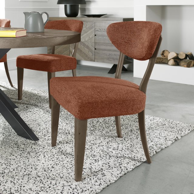 Signature Collection Ellipse Fumed Oak Upholstered Dining Chair - Auburn Fabric (Pair)