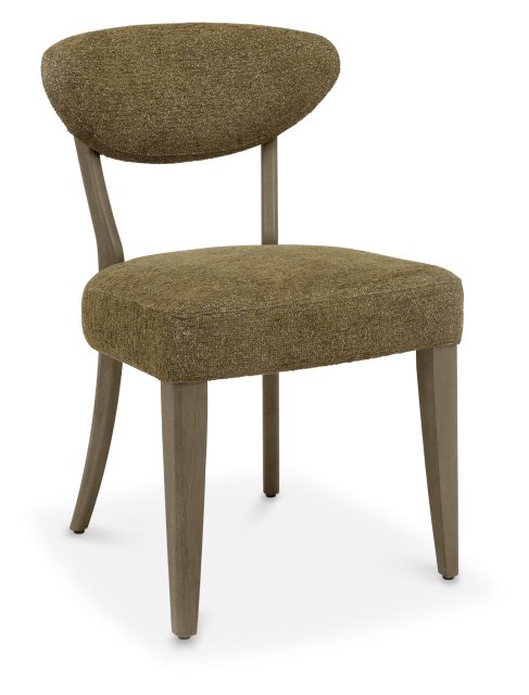 Signature Collection Ellipse Fumed Oak Upholstered Dining Chair - Green Fabric (Pair)