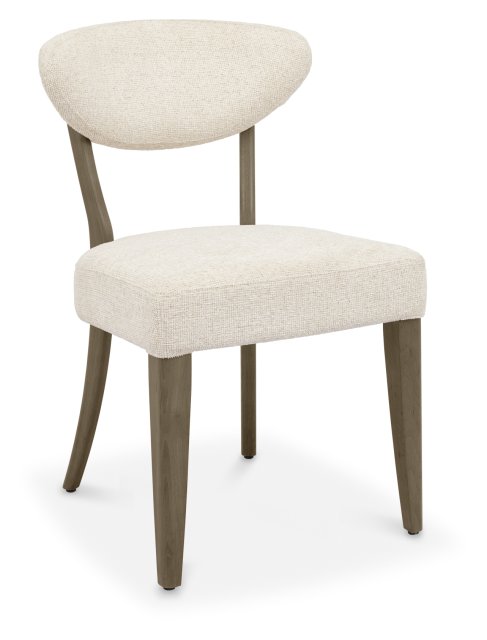 Signature Collection Ellipse Fumed Oak Upholstered Dining Chair - Oatmeal Fabric (Pair)