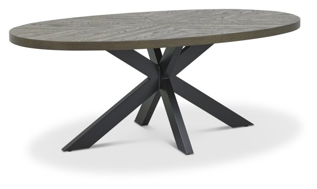 Signature Collection Ellipse Fumed Oak Small 6 Seater Dining Table with Metal Legs