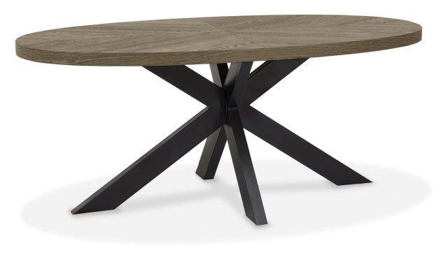 Signature Collection Ellipse Fumed Oak Small 6 Seater Dining Table with Metal Legs