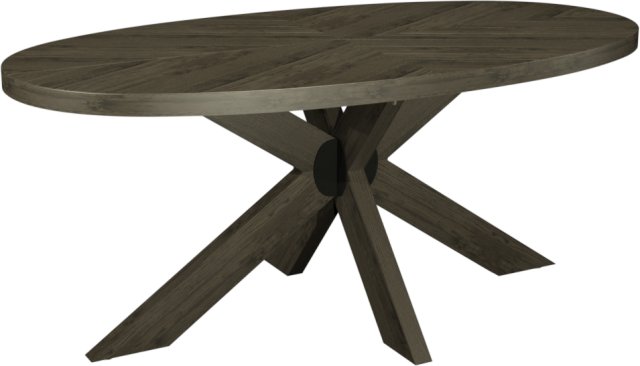 Signature Collection Ellipse Fumed Oak Small 6 Seater Dining Table with Wooden Legs