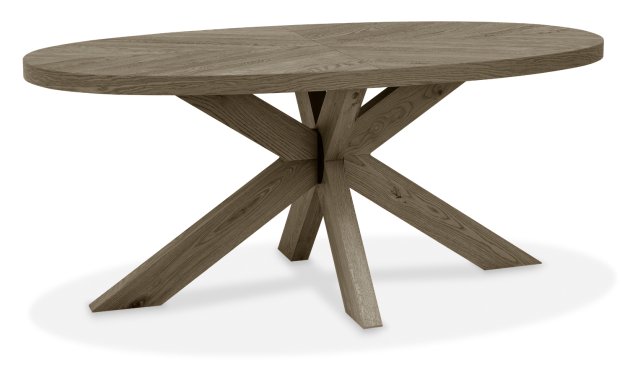 Signature Collection Ellipse Fumed Oak Small 6 Seater Dining Table with Wooden Legs