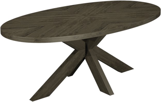 Signature Collection Ellipse Fumed Oak 6 Seater Dining Table with Wooden Legs