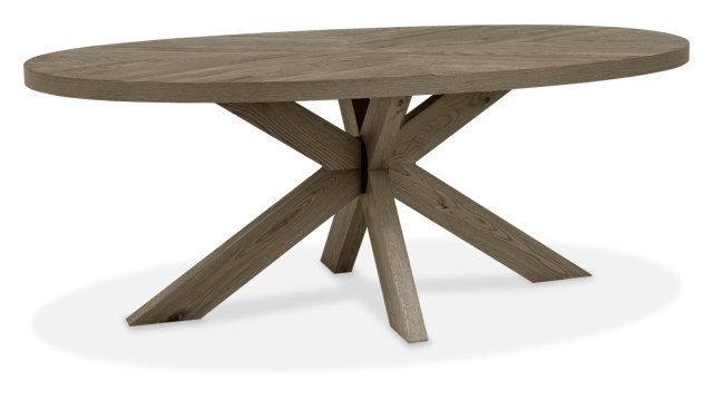 Signature Collection Ellipse Fumed Oak 6 Seater Dining Table with Wooden Legs