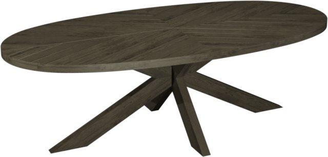 Signature Collection Ellipse Fumed Oak 8 Seater Dining Table with Wooden Legs