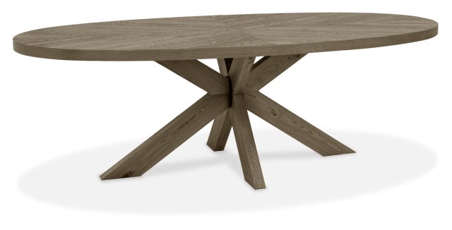 Signature Collection Ellipse Fumed Oak 8 Seater Dining Table with Wooden Legs