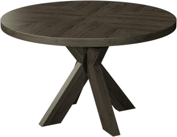 Signature Collection Ellipse Fumed Oak 4 Seater Circular Dining Table with Wooden Legs