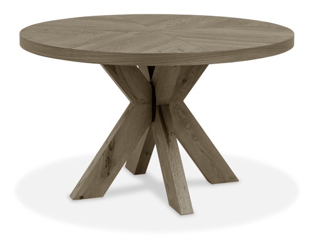 Signature Collection Ellipse Fumed Oak 4 Seater Circular Dining Table with Wooden Legs