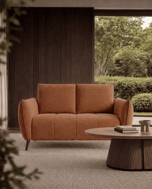Premier Collection Elara Terracotta 2 Seater Sofa with Black Legs