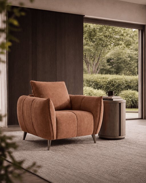 Premier Collection Elara Terracotta Armchair with Black Legs