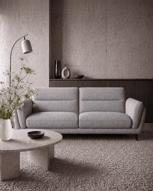 Premier Collection Mara Light Grey 3 Seater Sofa with Black Legs