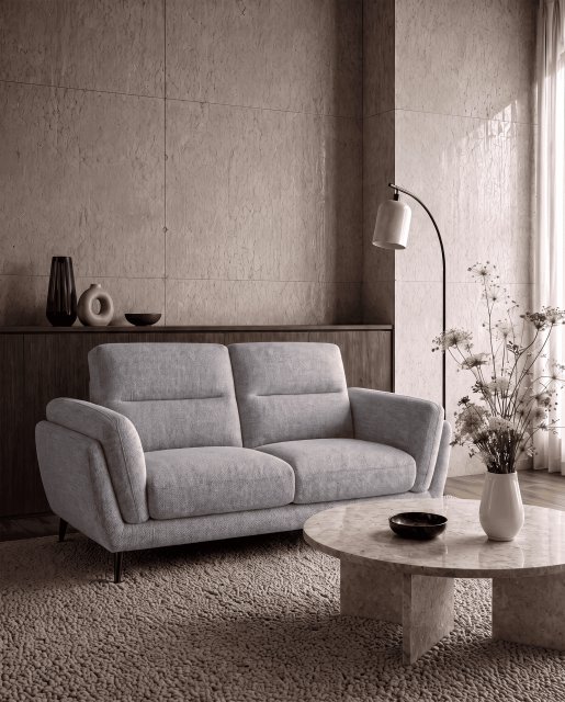 Premier Collection Mara Light Grey 2 Seater Sofa with Black Legs