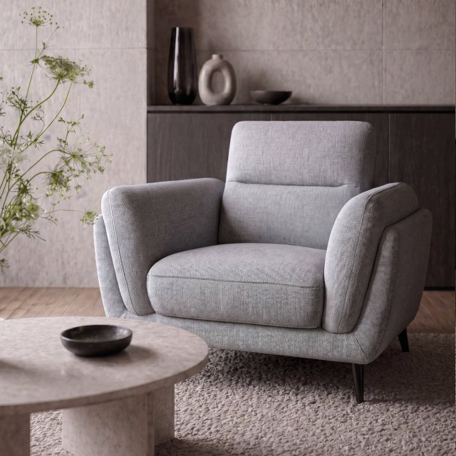 Premier Collection Mara Light Grey Armchair with Black Legs