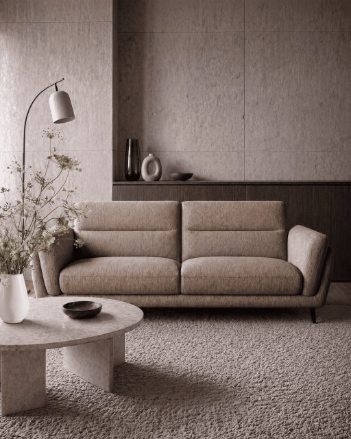 Premier Collection Mara Oatmeal 3 Seater Sofa with Black Legs