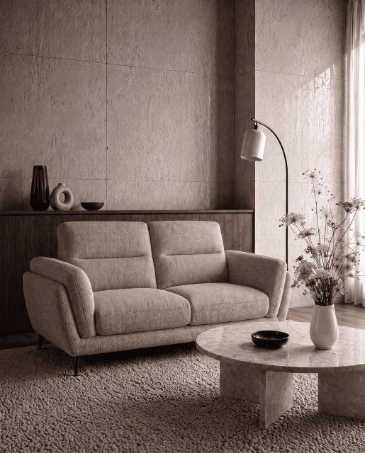 Premier Collection Mara Oatmeal 2 Seater Sofa with Black Legs