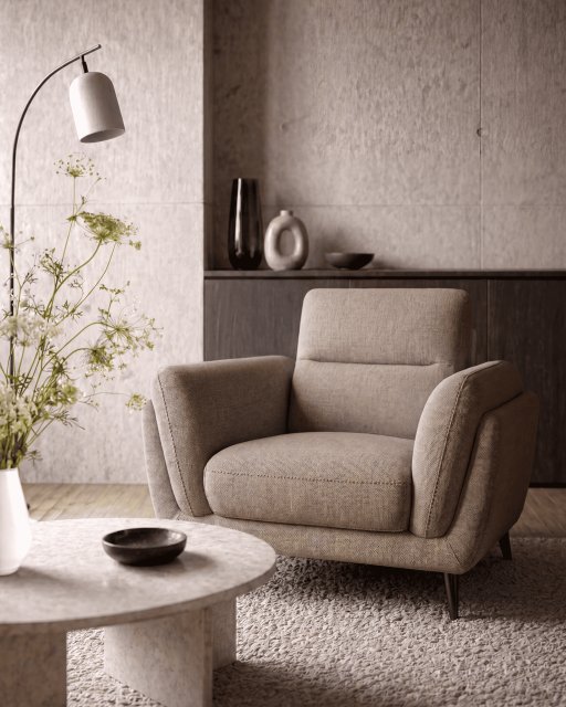 Premier Collection Mara Oatmeal Armchair with Black Legs