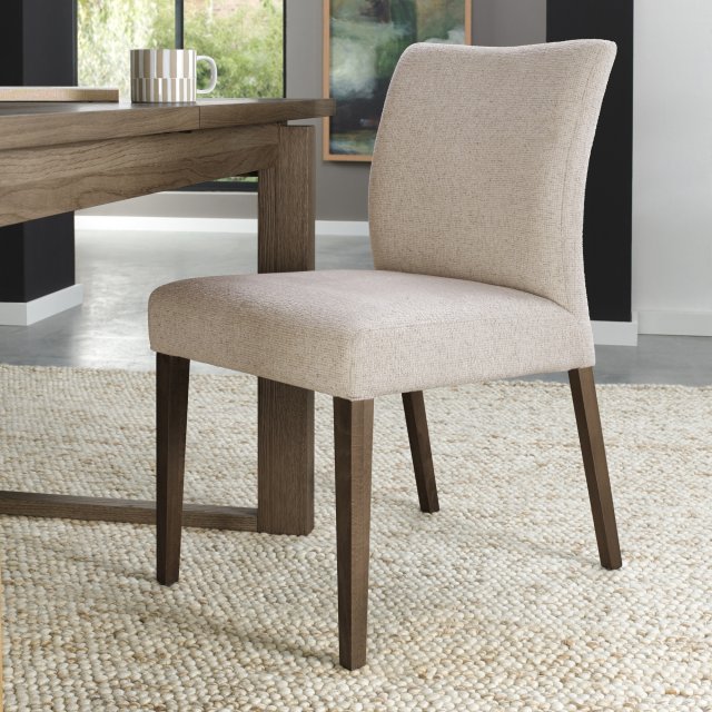Premier Collection Delta Dark Oak Upholstered Chair - Oatmeal Fabric (Pair)