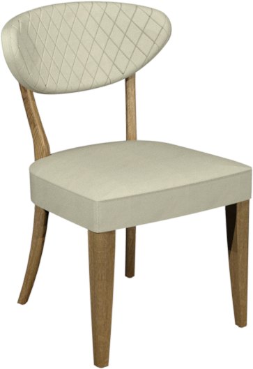 Signature Collection Ellipse Rustic Oak Upholstered Dining Chair - Ivory Bonded Leather (Pair)