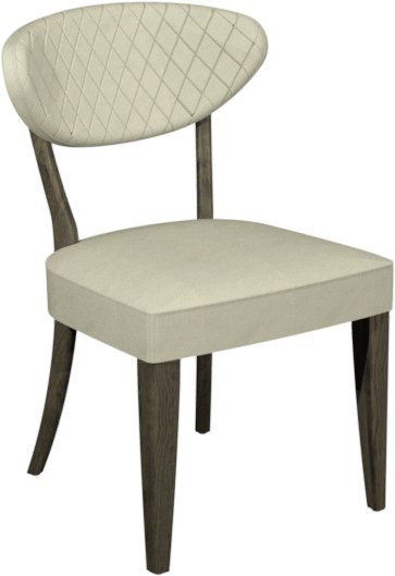Signature Collection Ellipse Fumed Oak Upholstered Dining Chair - Ivory Bonded Leather (Pair)