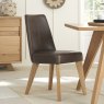 Premier Collection Cadell Rustic Oak Uph Chair - Espresso Faux Leather (Pair)